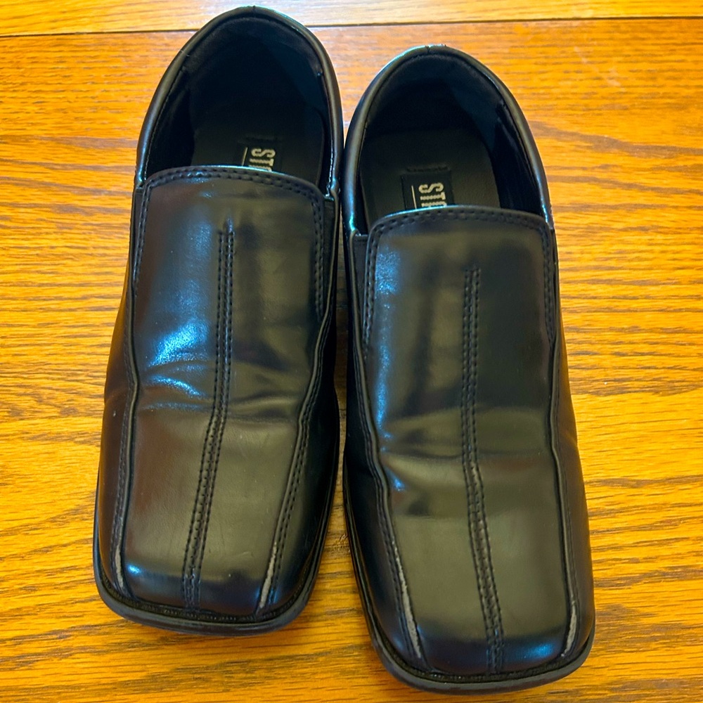 Stacy Adams Boys Black Leather Loafers